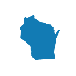 Wisconsin dark silhouette map isolated on white background state of wisconsin black and white